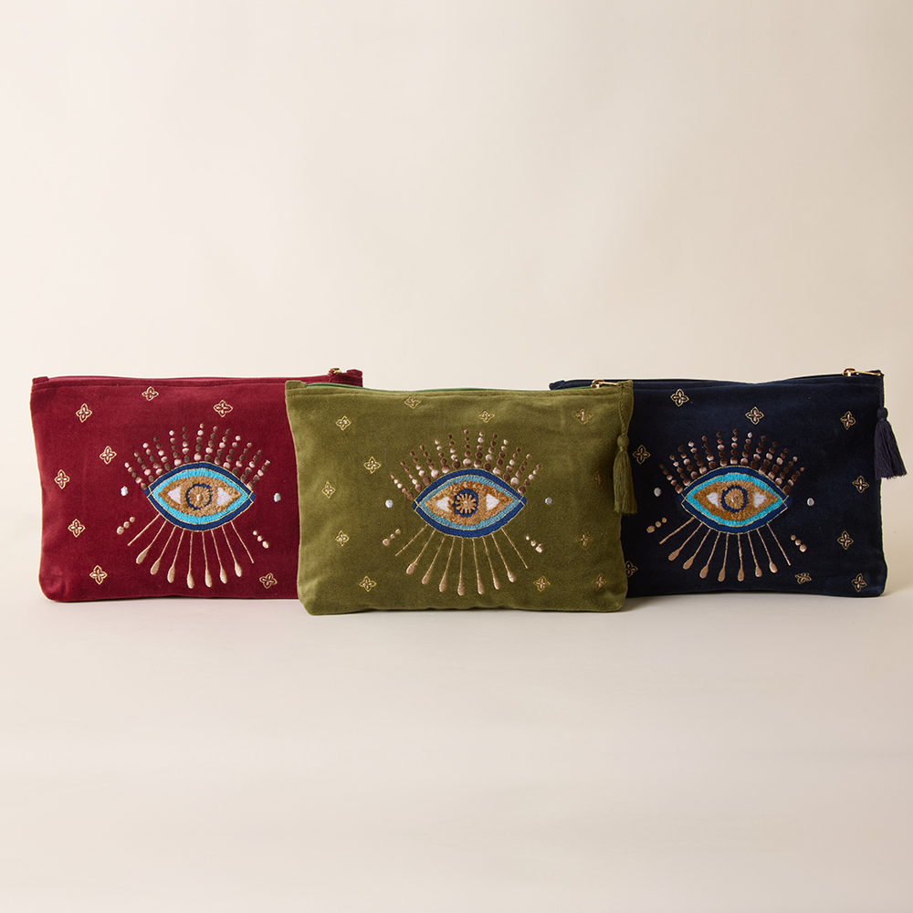 Evil Eye Travel Pouch - Olive