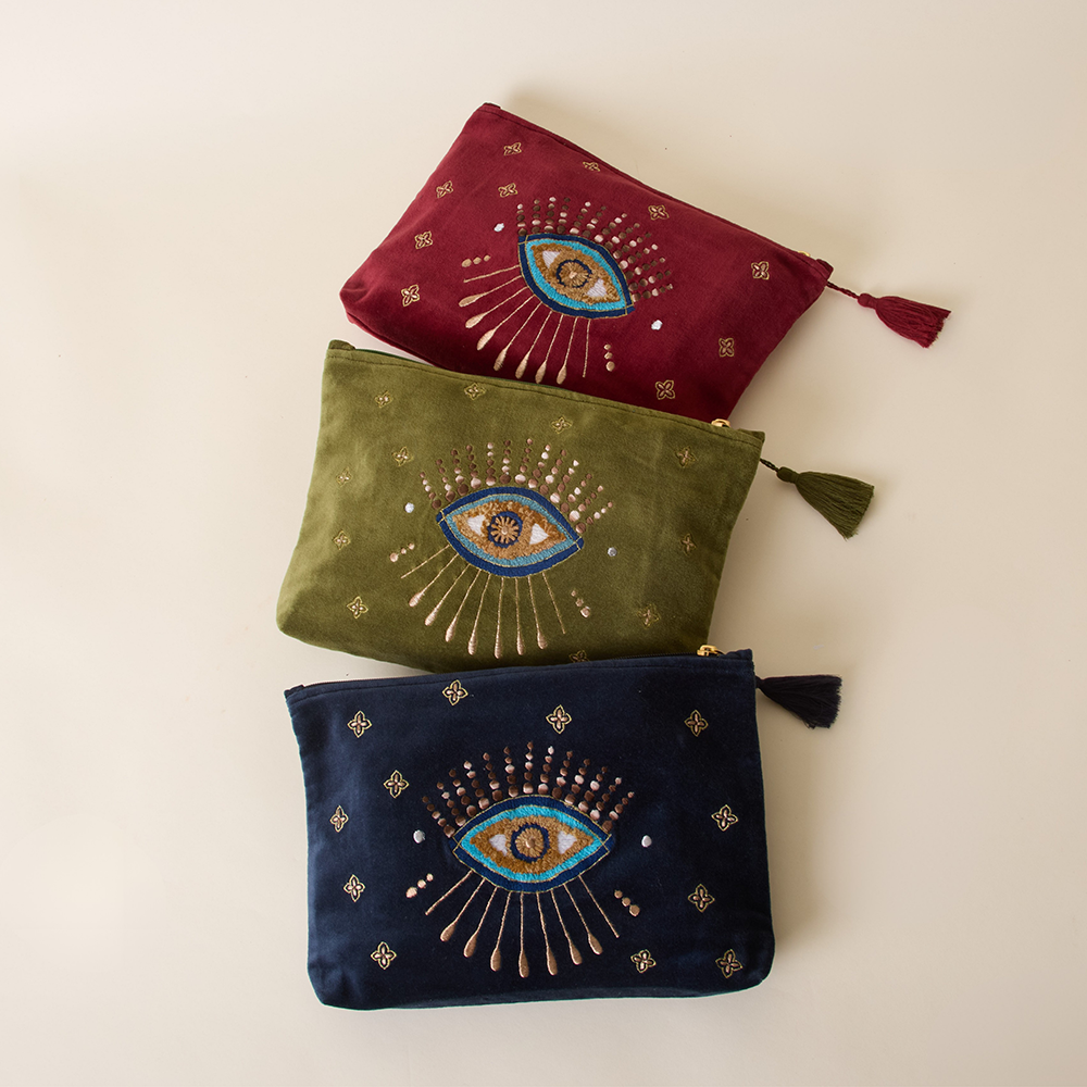 Evil Eye Travel Pouch - Olive