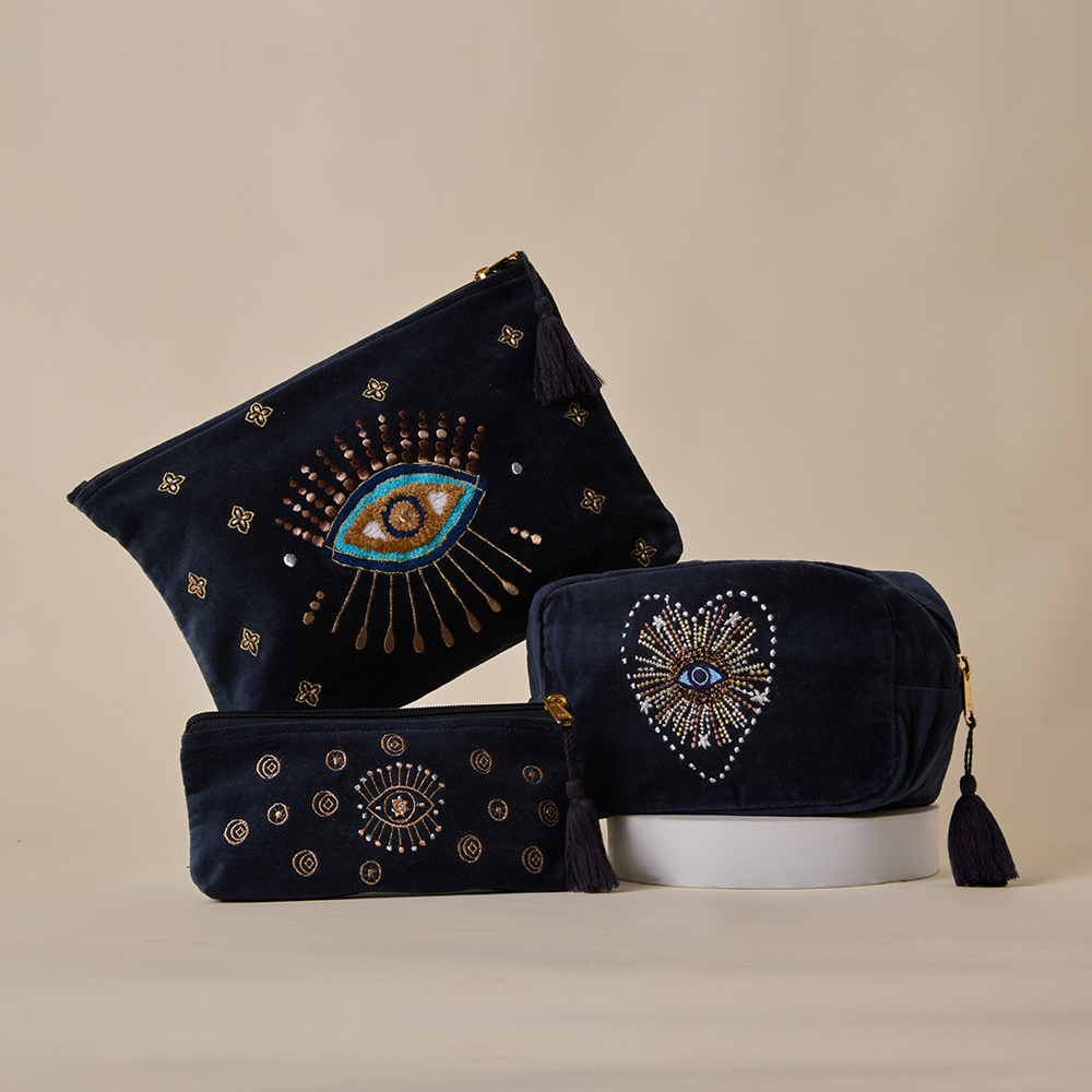 Evil Eye Pencil Pouch - Navy