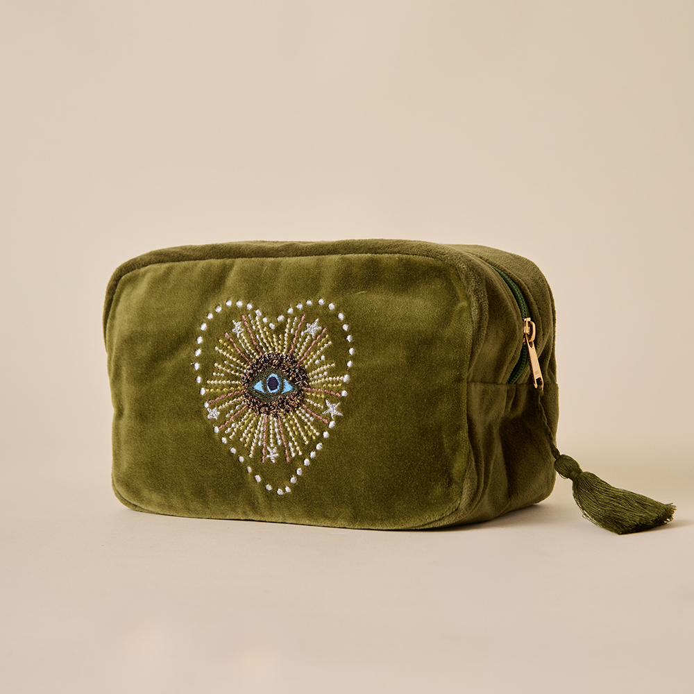 Evil Eye Makeup Bag - Olive