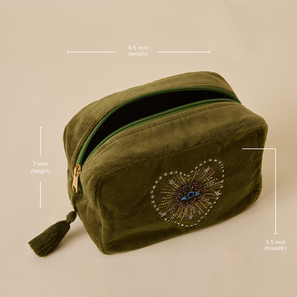 Evil Eye Makeup Bag - Olive
