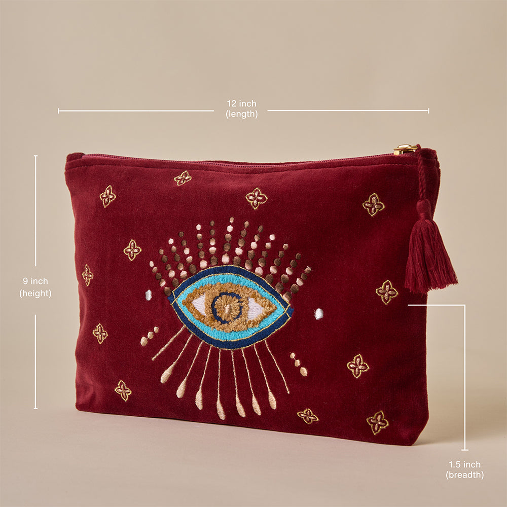 Evil Eye Travel Pouch - Maroon