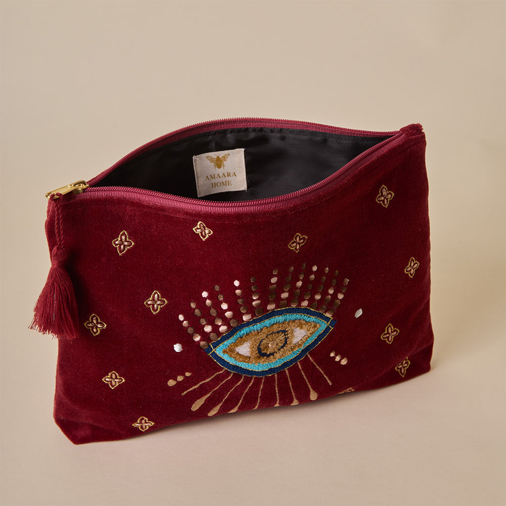 Evil Eye Travel Pouch - Maroon