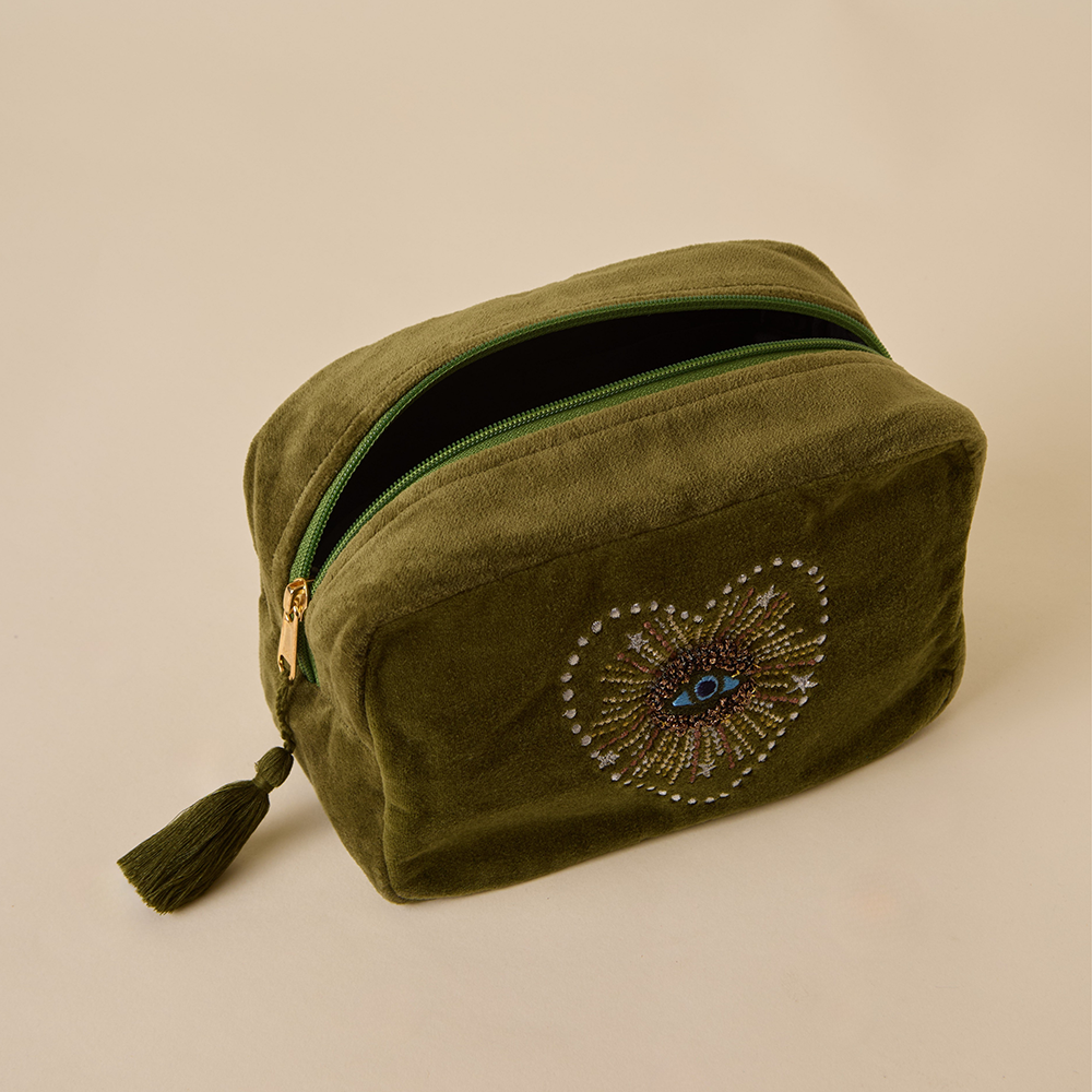 Evil Eye Makeup Bag - Olive