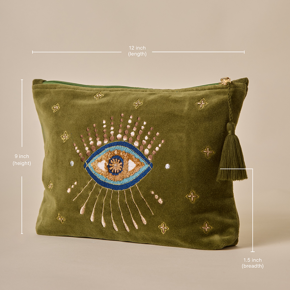 Evil Eye Travel Pouch - Olive