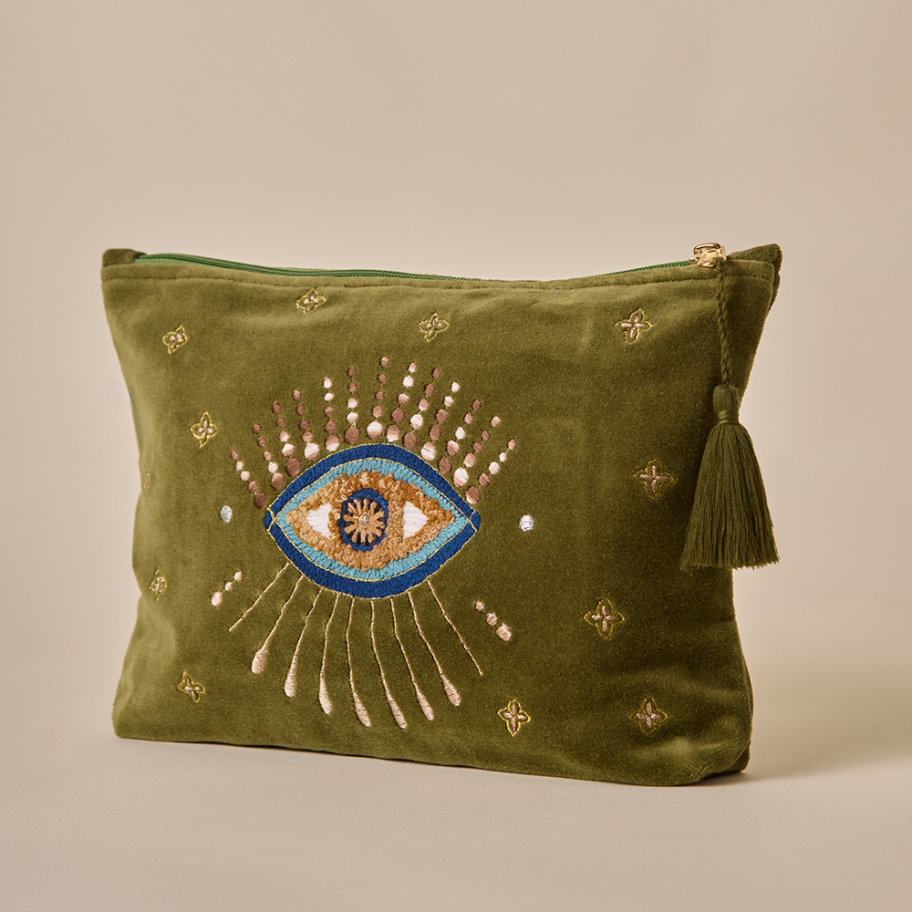 Evil Eye Travel Pouch - Olive