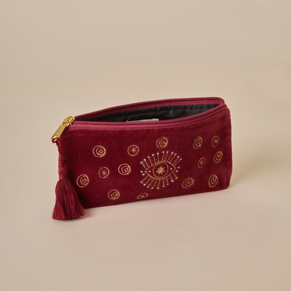 Evil Eye Pencil Pouch - Maroon