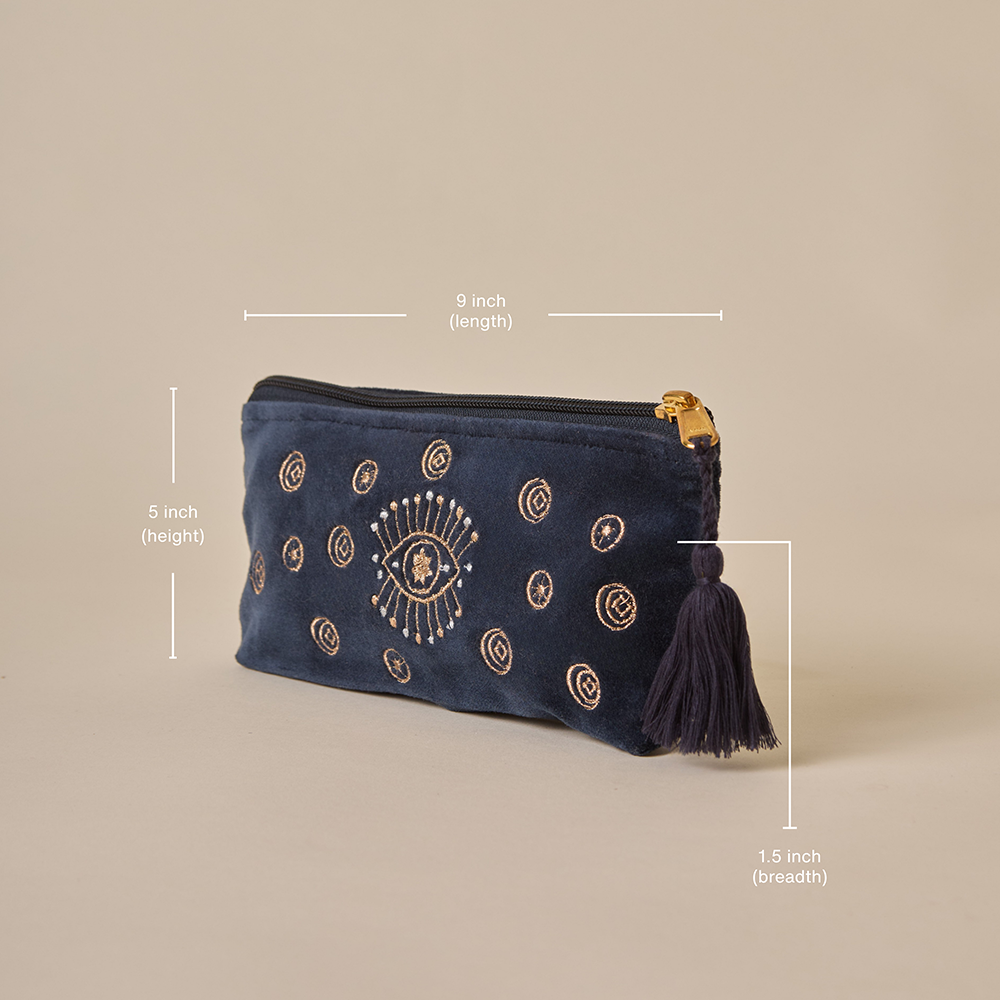 Evil Eye Pencil Pouch - Navy