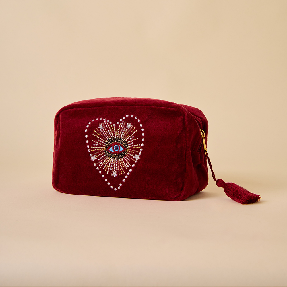 Evil Eye Makeup Bag - Maroon
