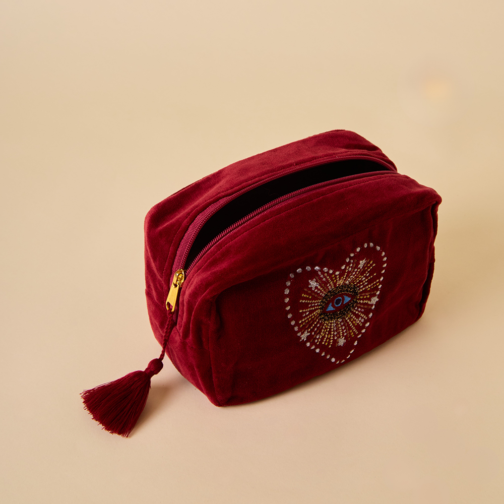 Evil Eye Makeup Bag - Maroon
