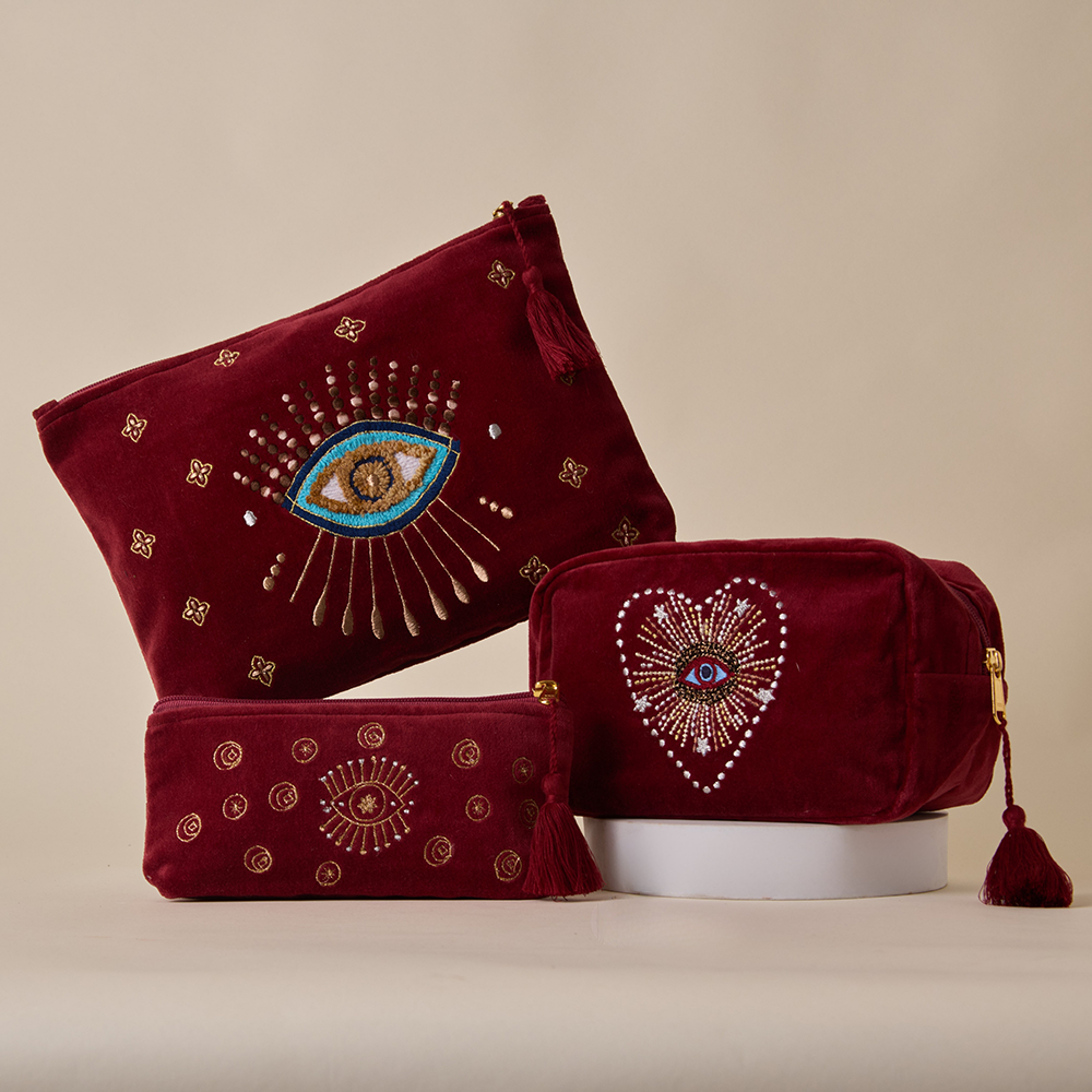 Evil Eye Pencil Pouch - Maroon