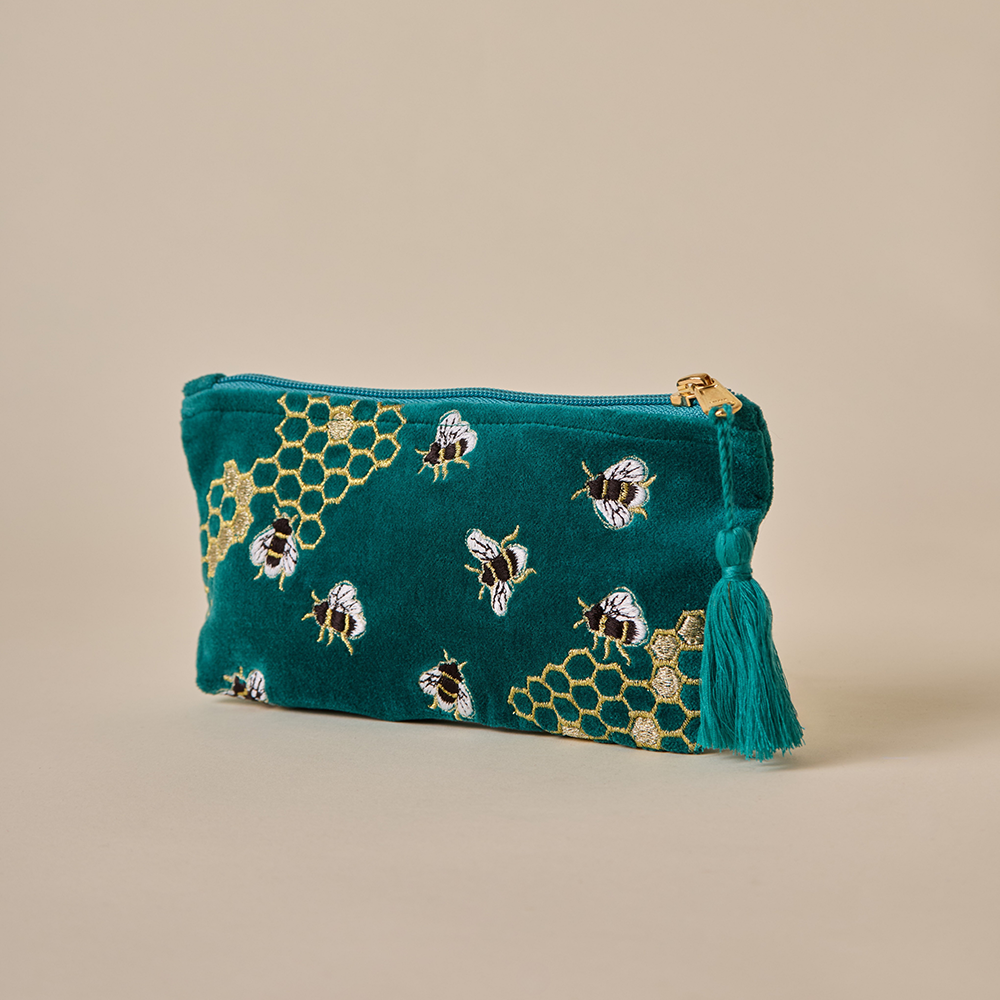 Bumble Bee Pencil Pouch - Teal
