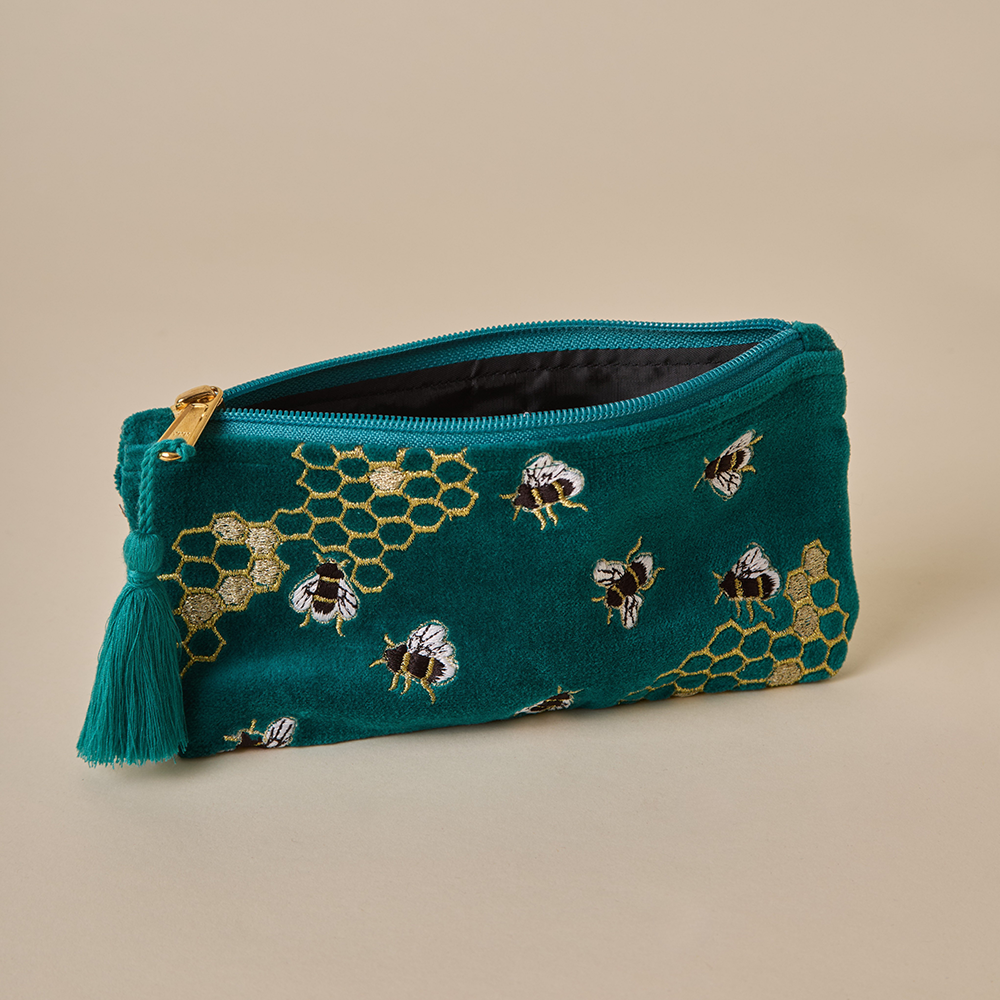 Bumble Bee Pencil Pouch - Teal