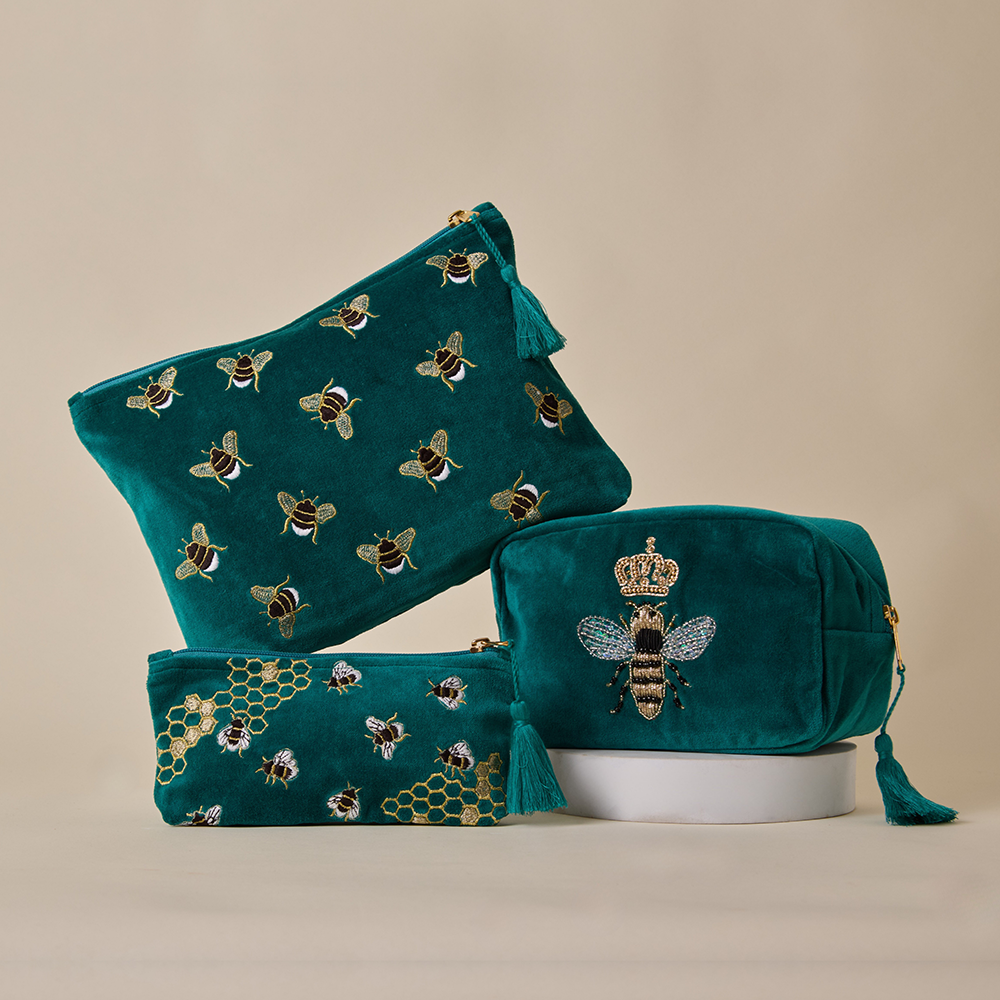 Bumble Bee Pencil Pouch - Teal