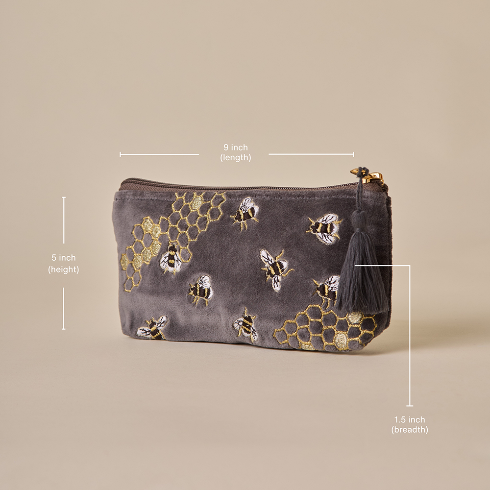 Bumble Bee Pencil Pouch - Shadow Grey