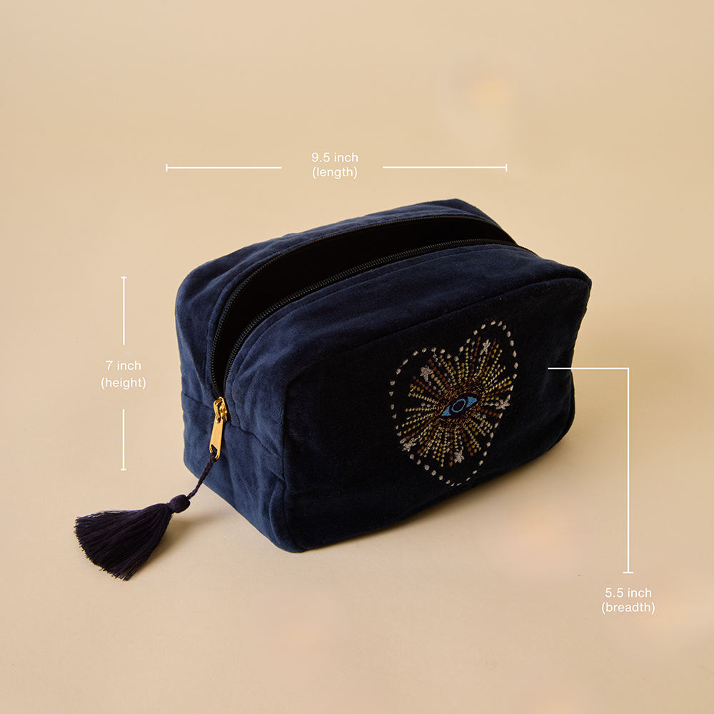Evil Eye Makeup Bag - Navy