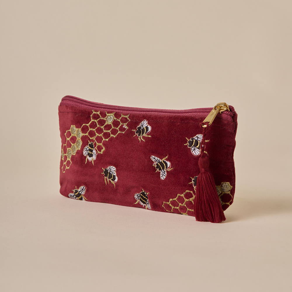 Bumble Bee Pencil Pouch - Maroon