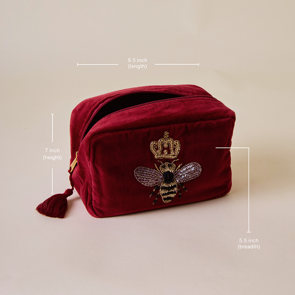 Bumble Bee Makeup Bag - Maroon