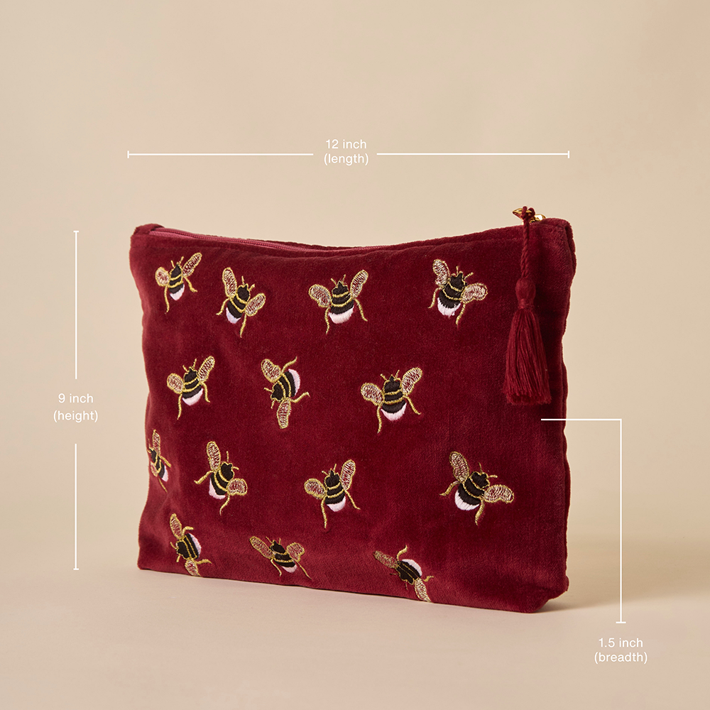 Bumble Bee Travel Pouch - Maroon