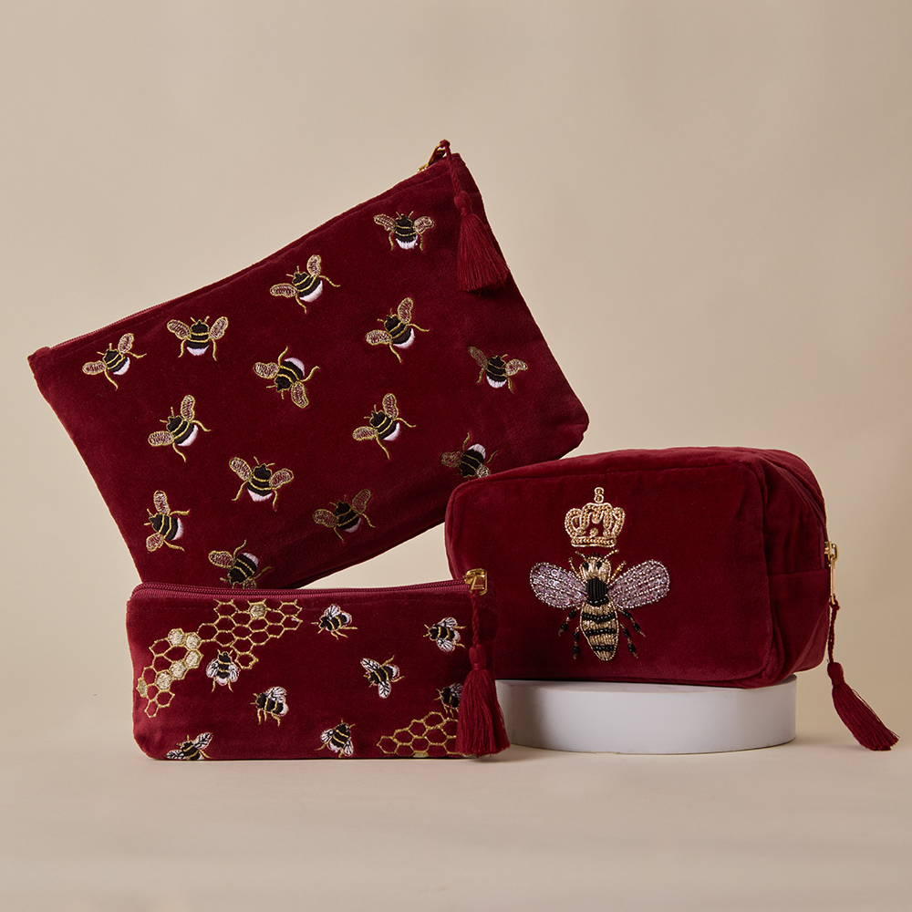 Bumble Bee Travel Pouch - Maroon