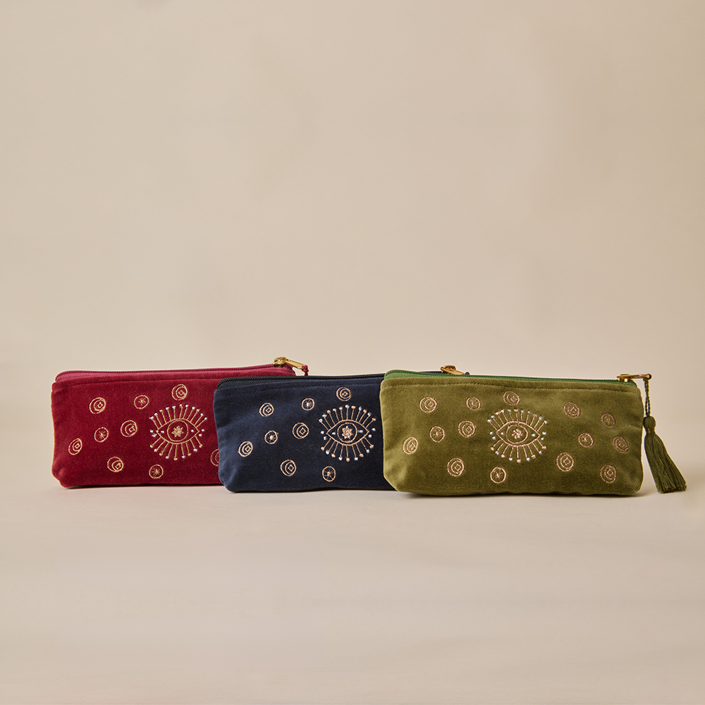 Evil Eye Pencil Pouch - Maroon