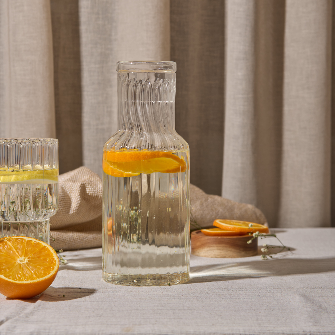 Fluted Glass Carafe With Lid