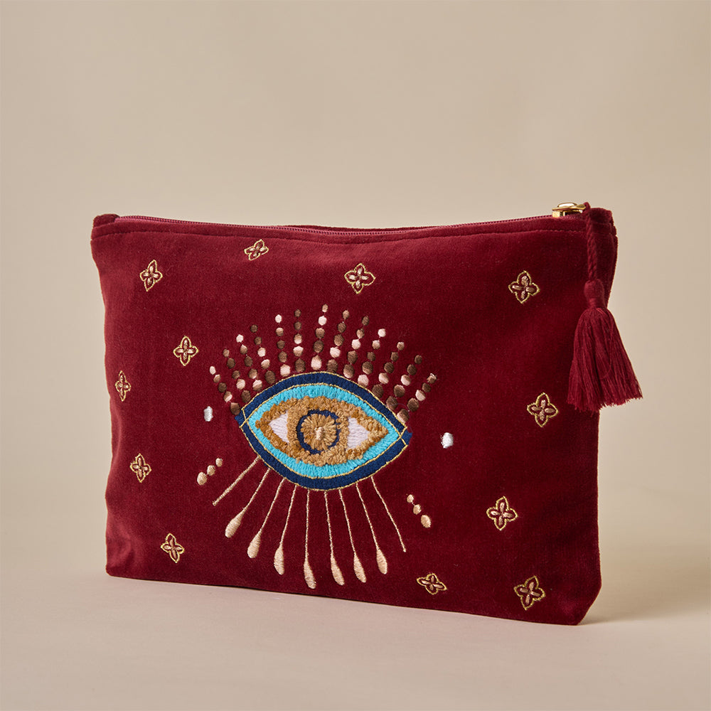 Evil Eye Travel Pouch - Maroon