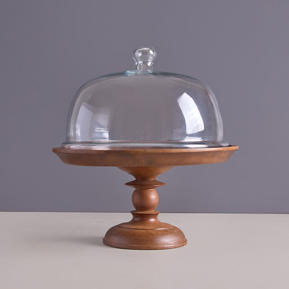 Shibui_Wooden_Cake_Stand_With_Glass_Cloche_Amaara_Home