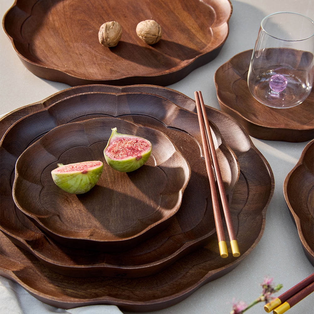 Sakura Wooden Serving Tray (Set Of 3)