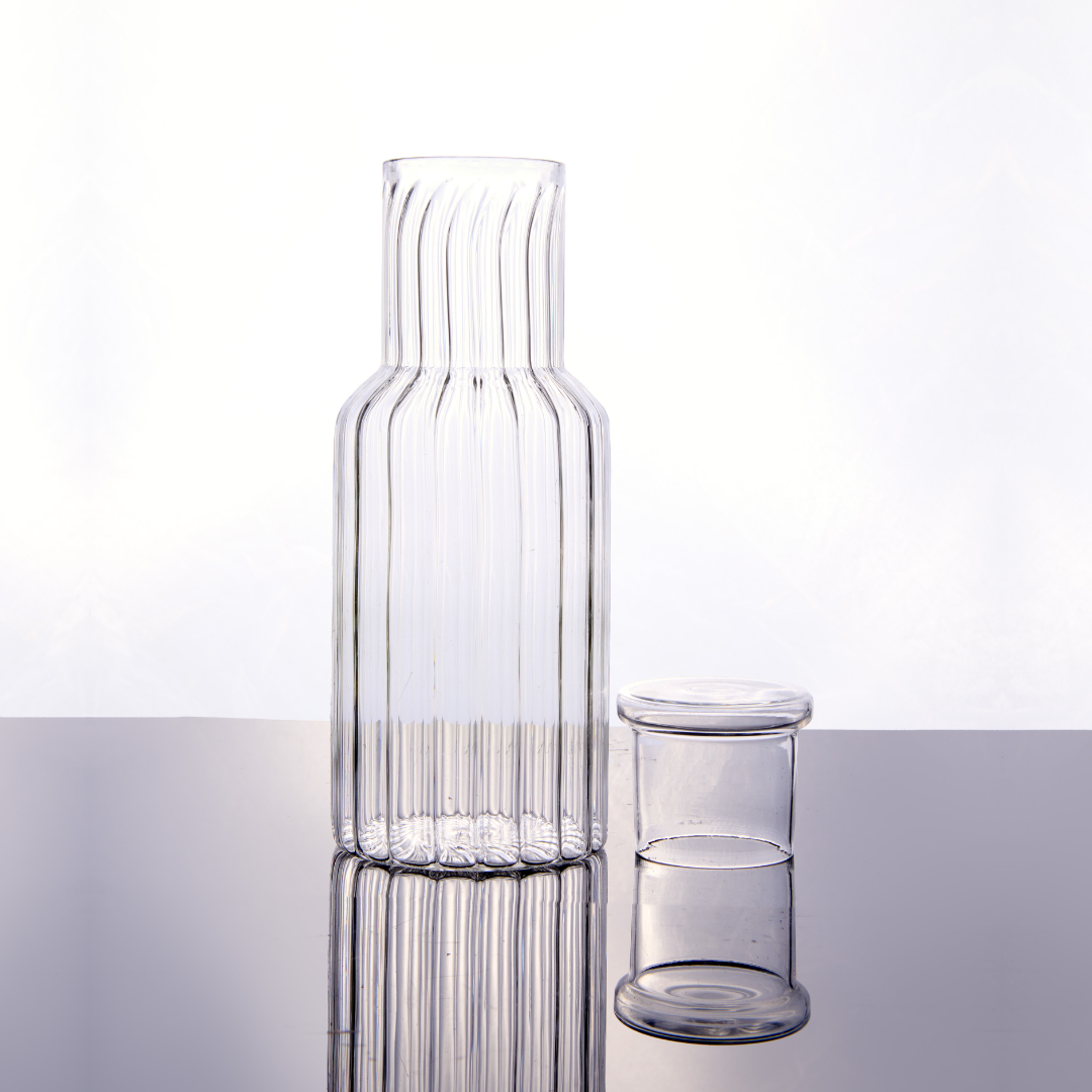 Fluted Glass Carafe With Lid
