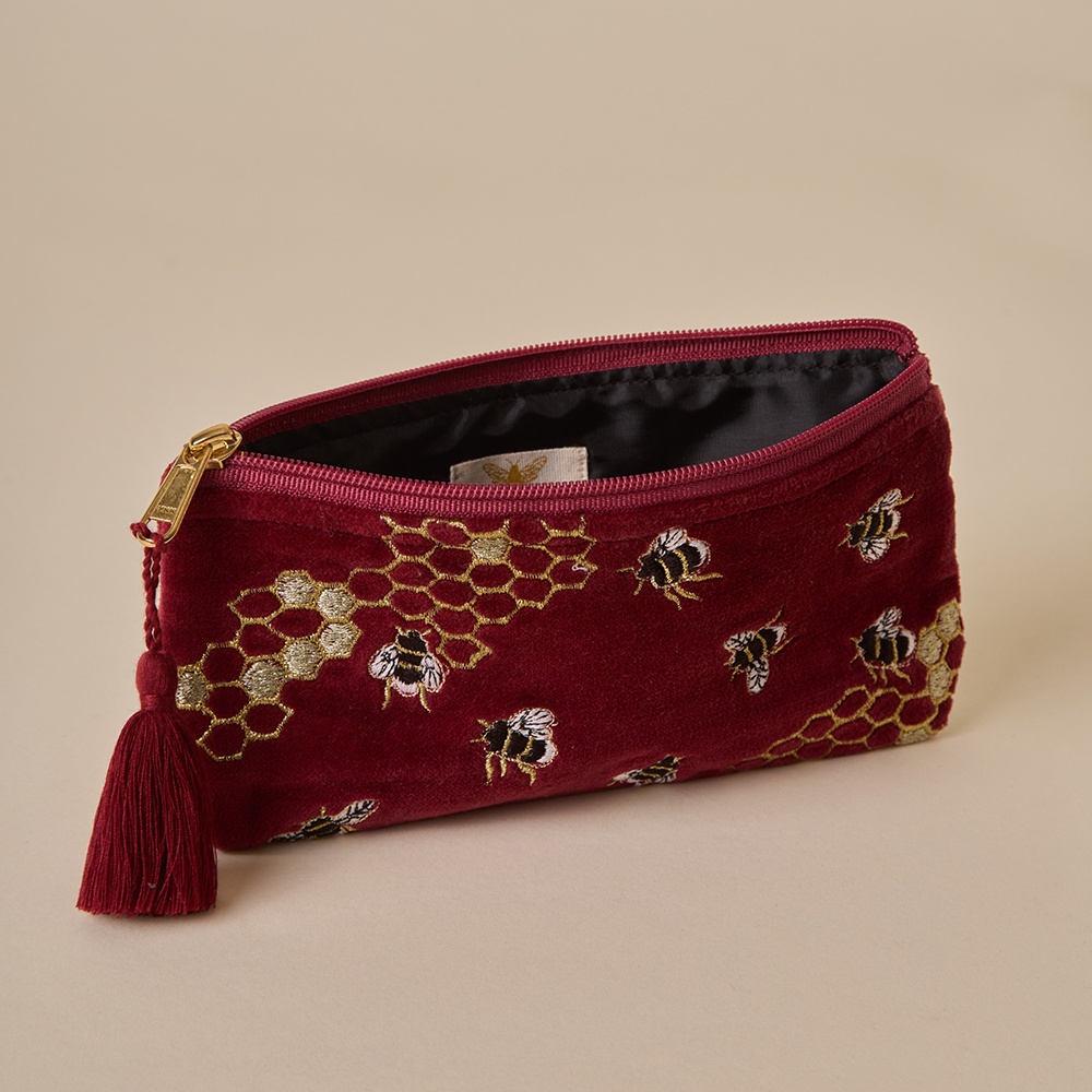 Bumble Bee Pencil Pouch - Maroon