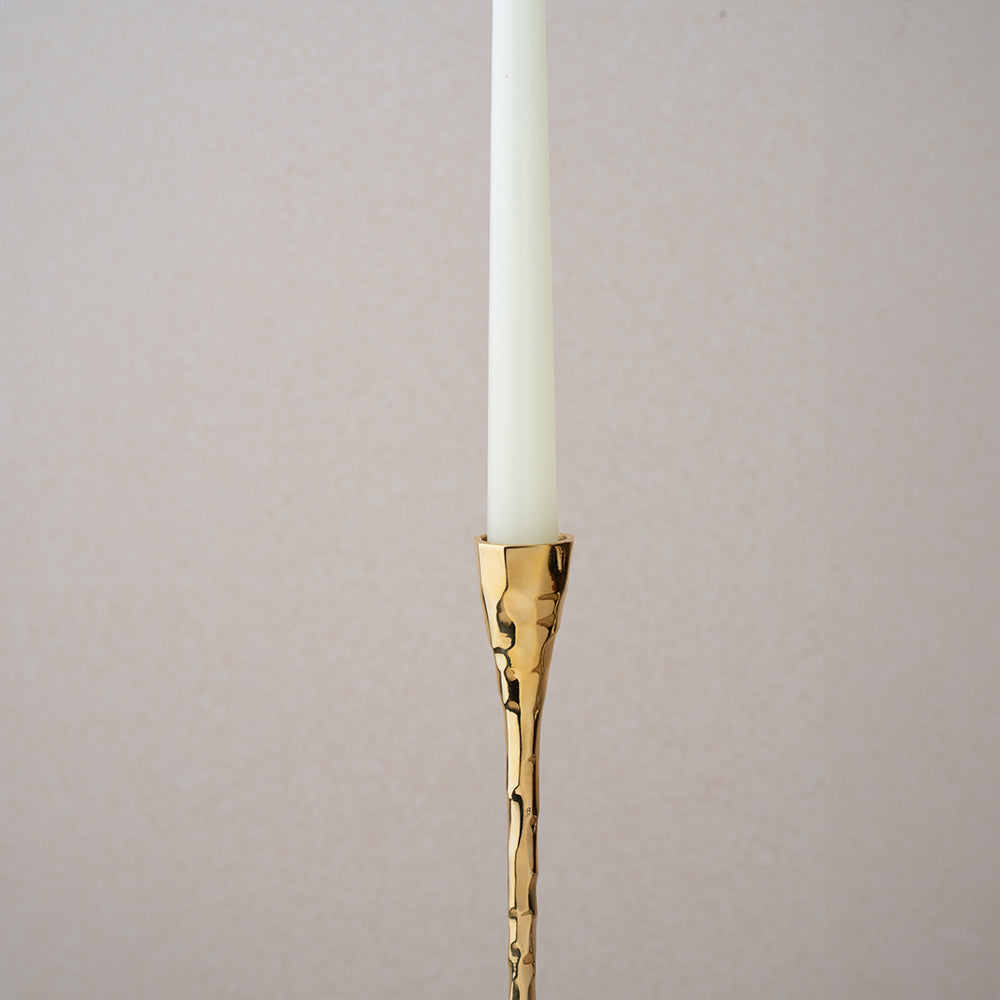 Pinched Brass Candle Holder