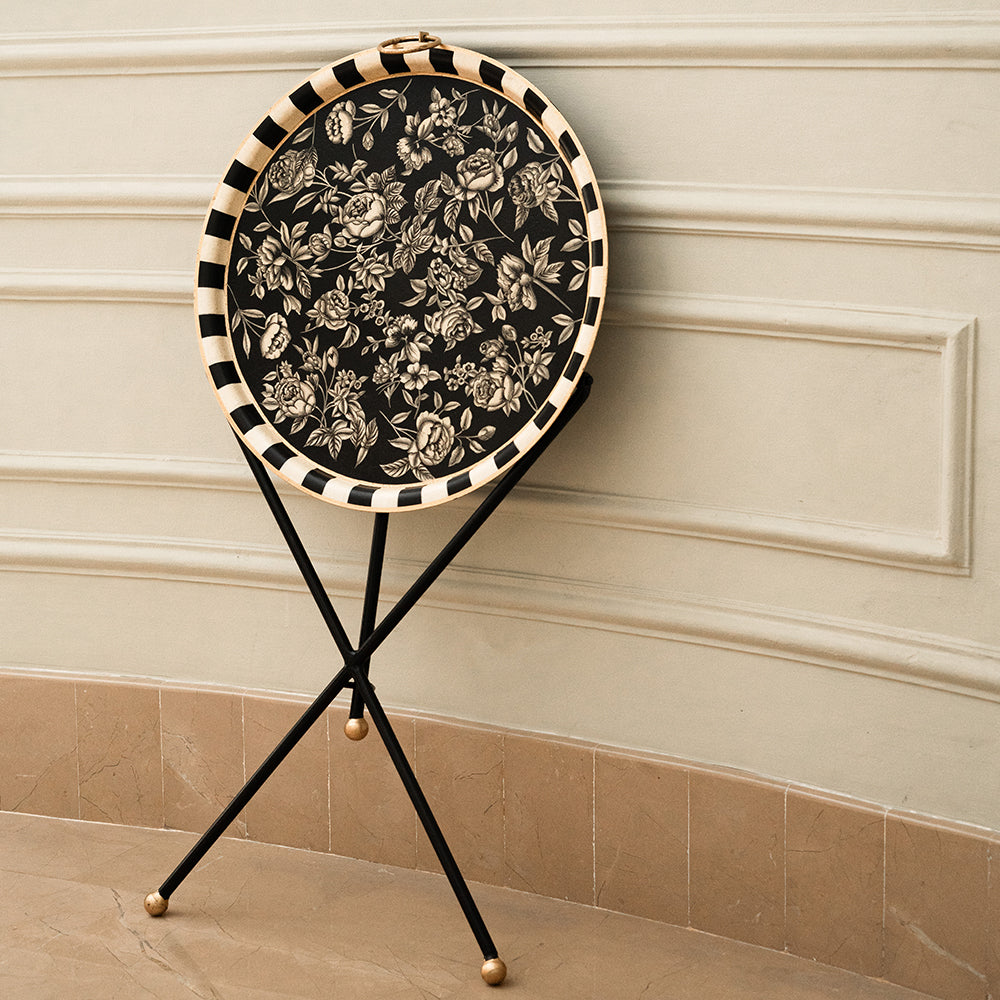Handpainted_Monochrome_Tripod_Butler_Tray_-_Round_Amaara