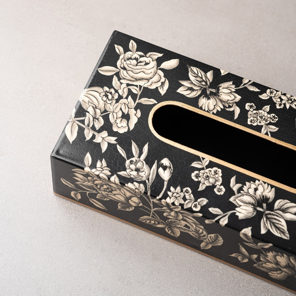 Handpainted Monochrome Tissue Box - Rectangle