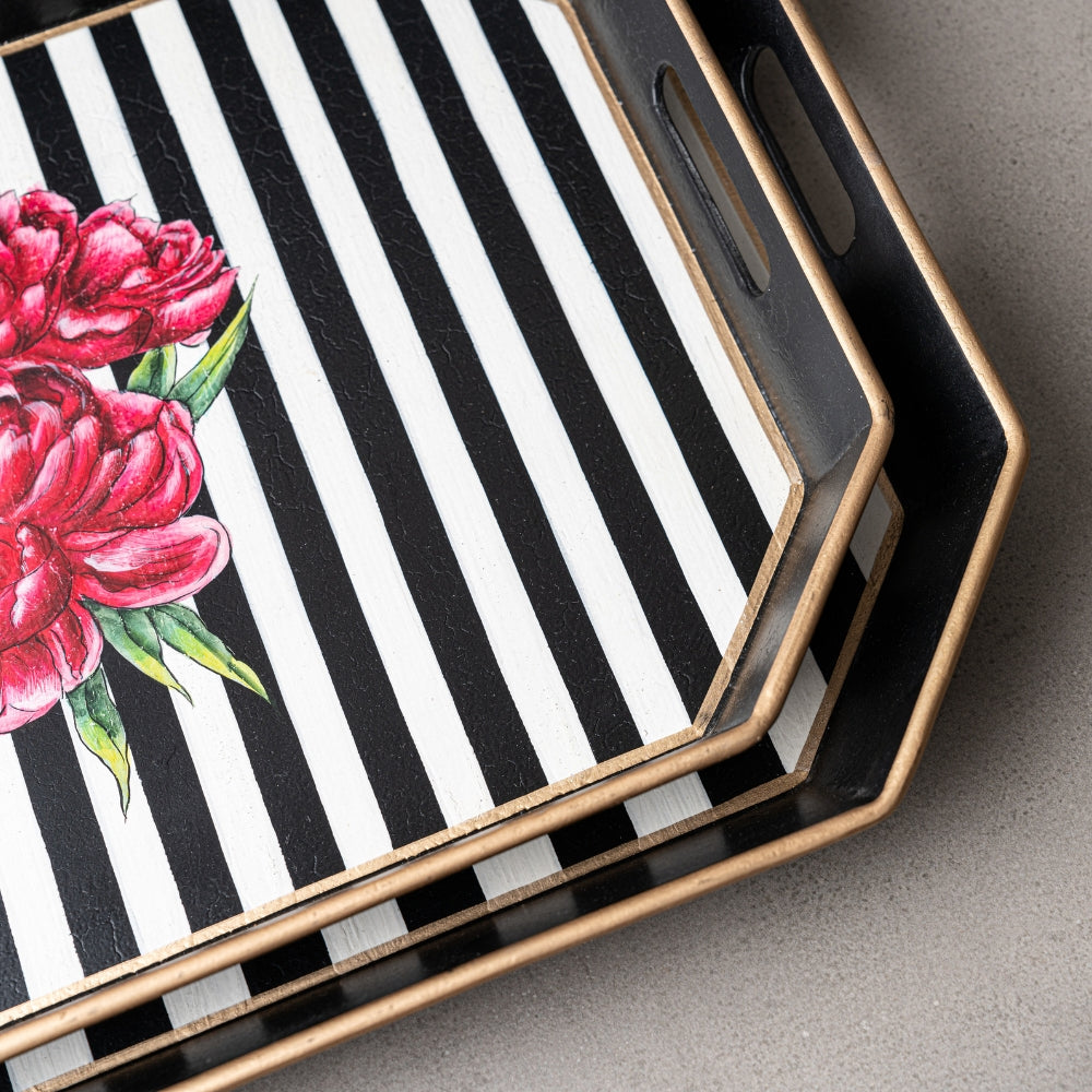 Peony Handpainted Serving Tray - Fuschia