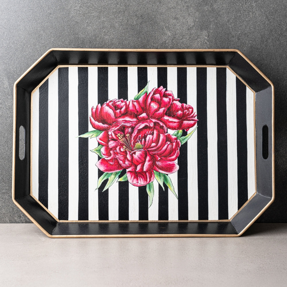 Rosa Handpainted Butler Tray - Rectangle