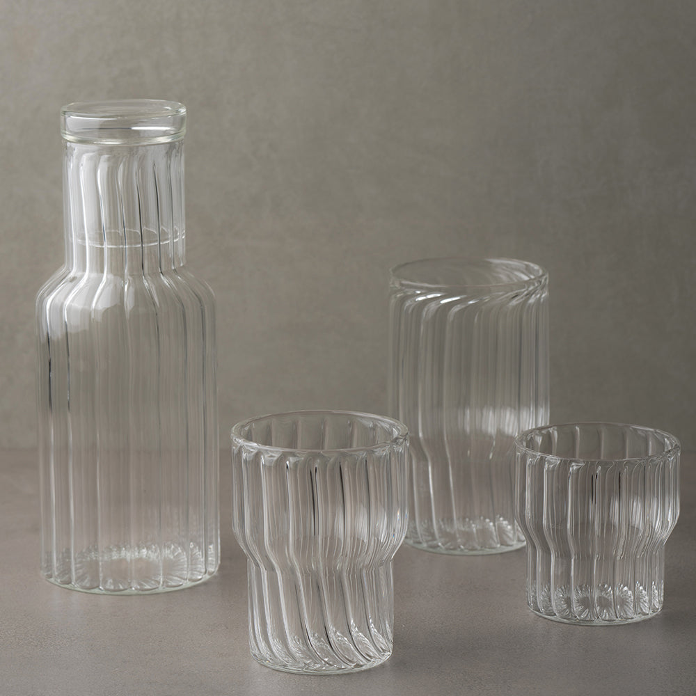 Fluted Glass Carafe With Lid