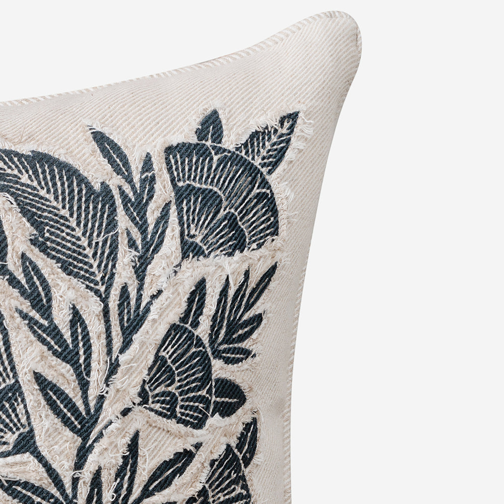 Patchwork Flora Cushion - Navy