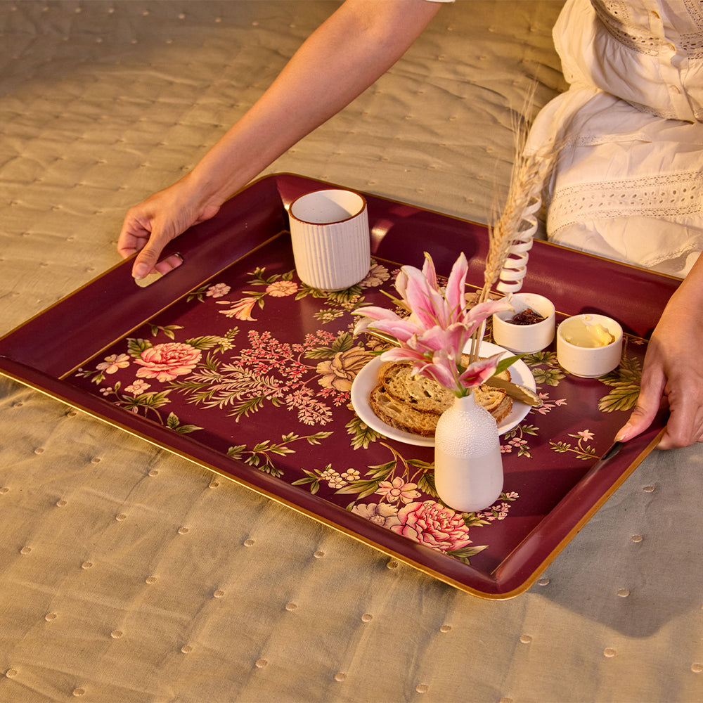 Rosa Handpainted Butler Tray - Rectangle