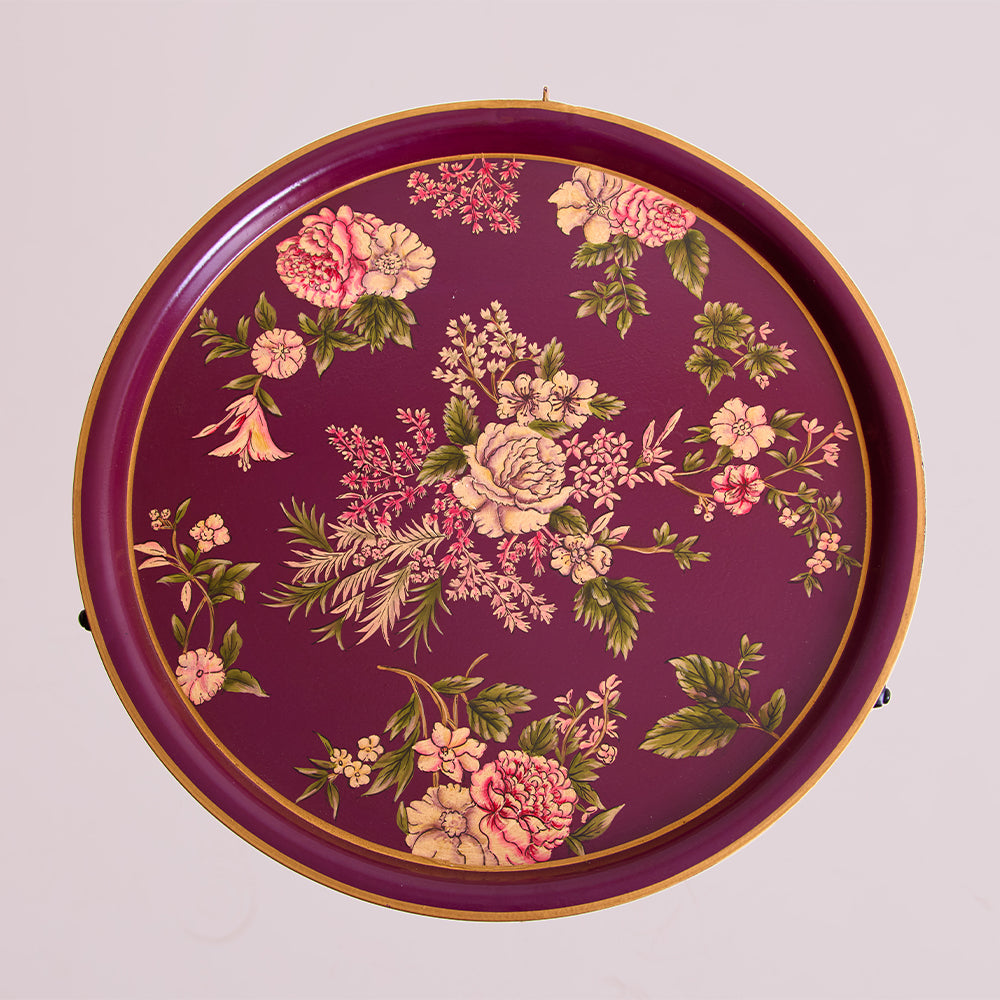 Rosa Handpainted Butler Tray - Round