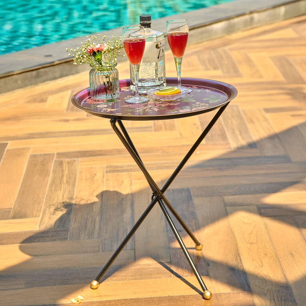 Rosa Handpainted Butler Tray - Round