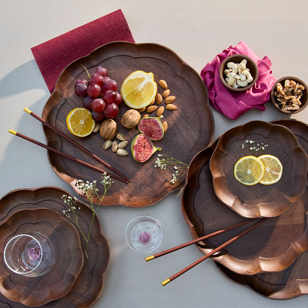 Sakura Wooden Serving Tray (Set Of 3)