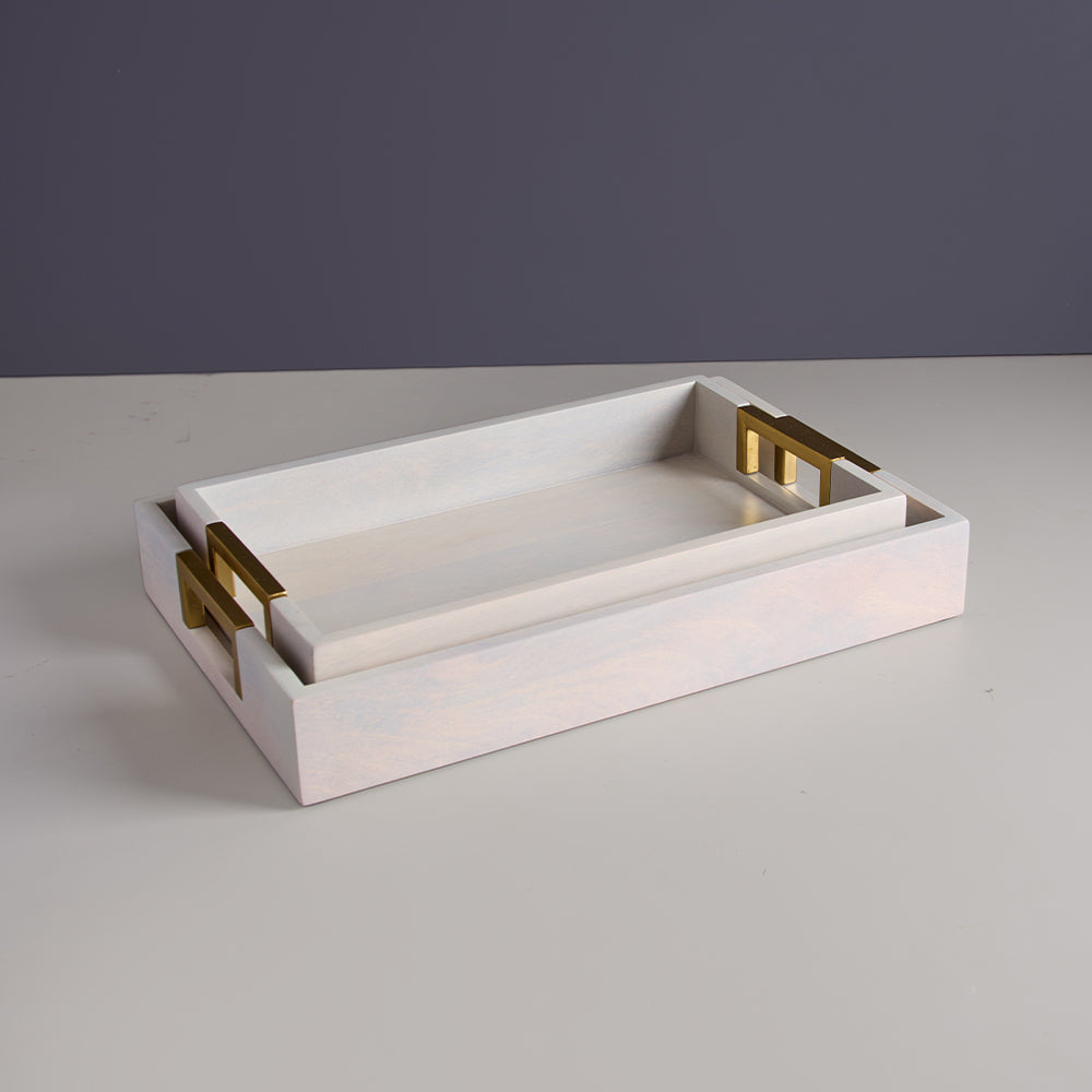Kibashi Serving Trays - White Washed (Set Of 2)