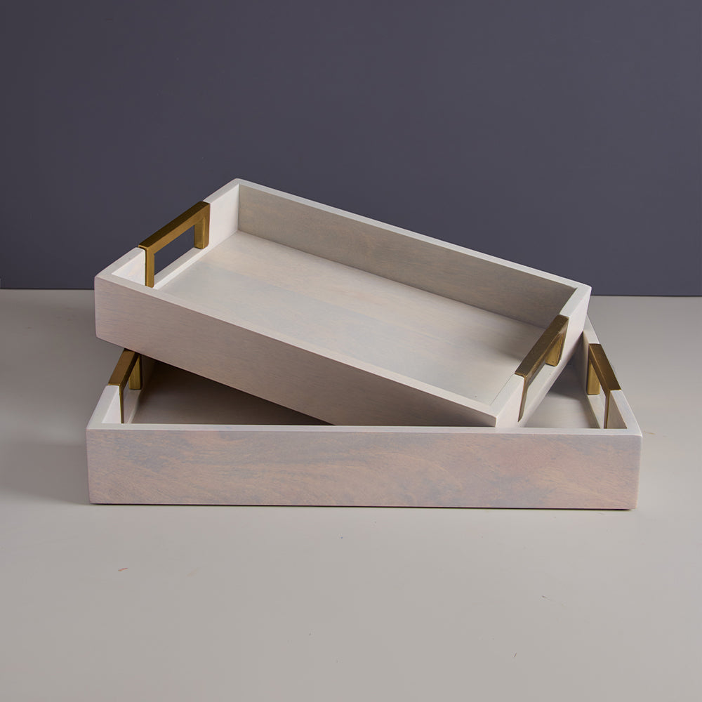 Kibashi Serving Trays - White Washed (Set Of 2)