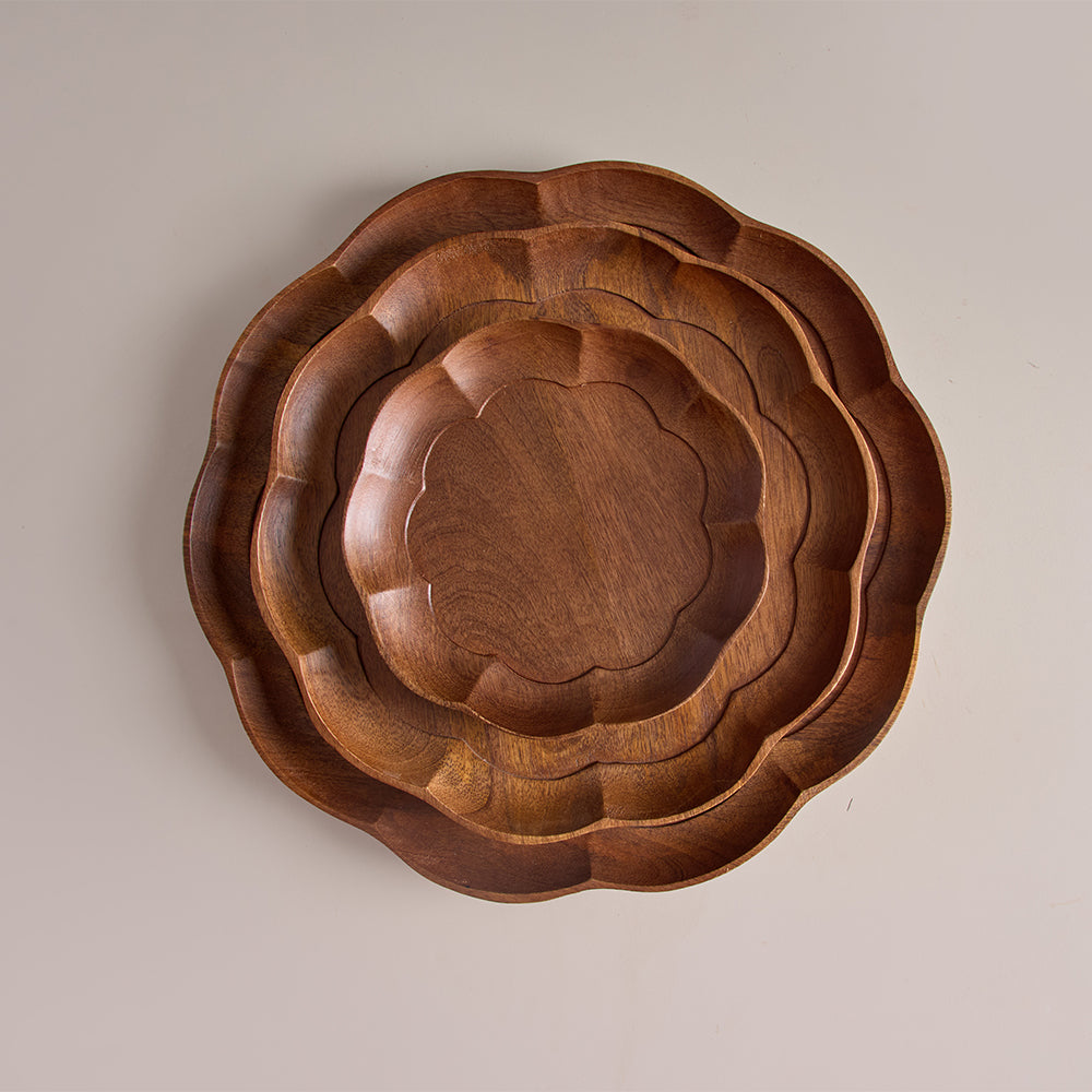 Sakura Wooden Serving Tray (Set Of 3)