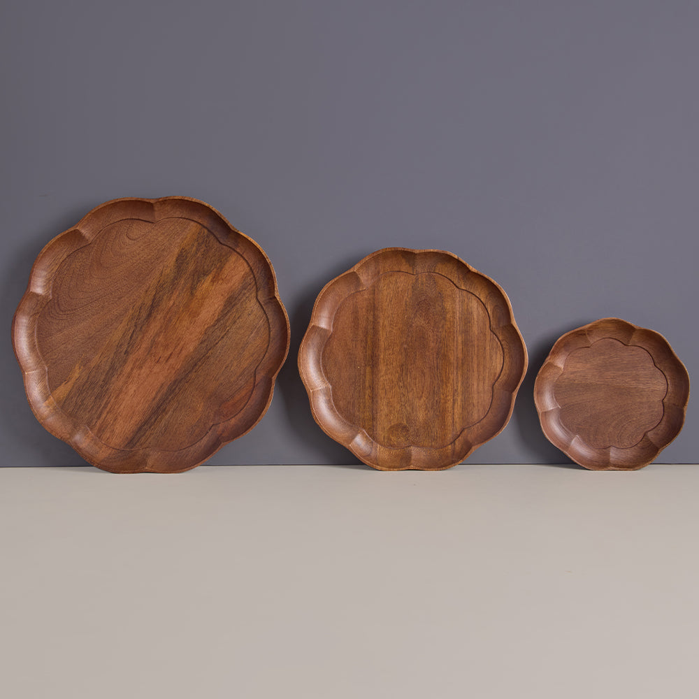 Sakura Wooden Serving Tray (Set Of 3)