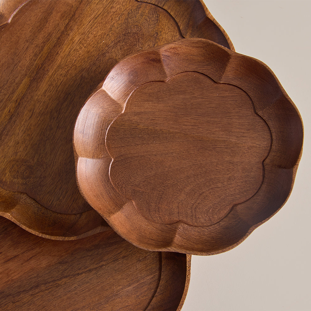 Sakura Wooden Serving Tray (Set Of 3)