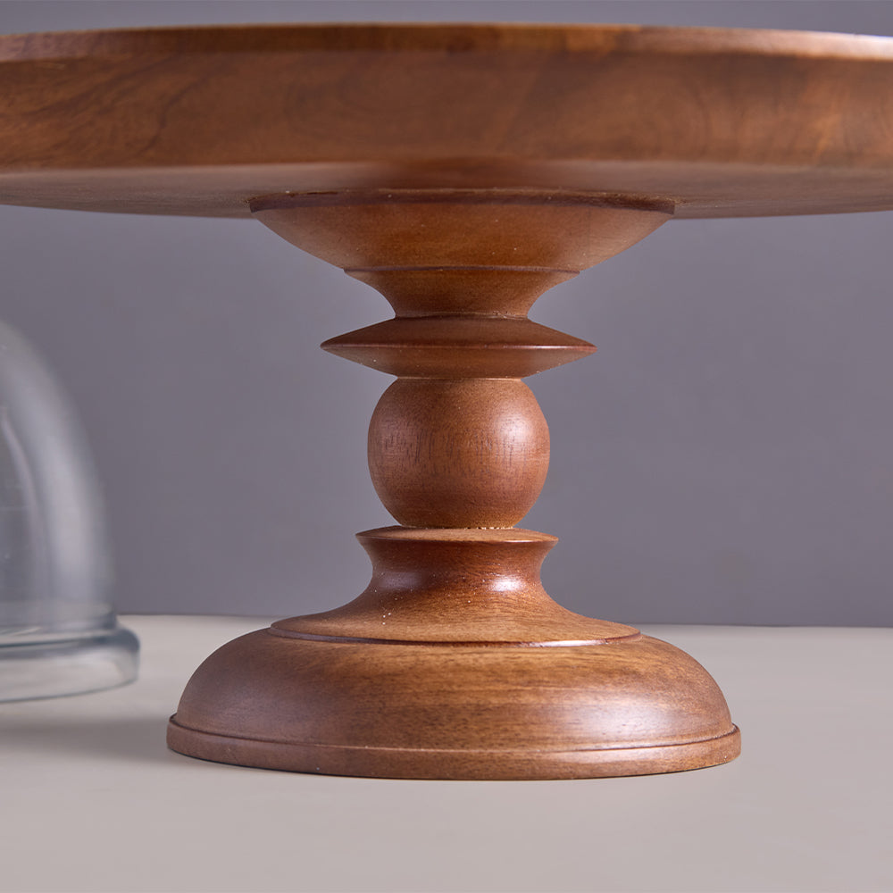 Shibui Wooden Cake Stand With Glass Cloche