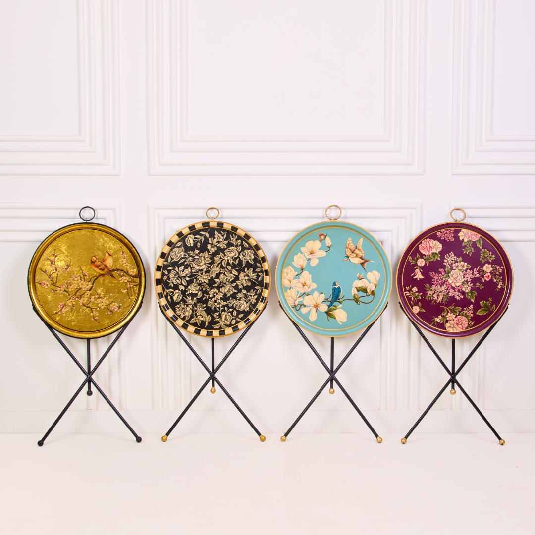 Rosa Handpainted Butler Tray - Round