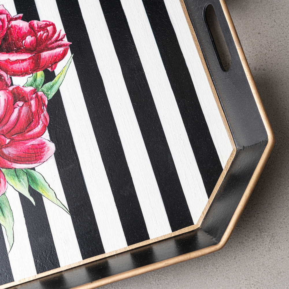 Peony Handpainted Serving Tray - Fuschia